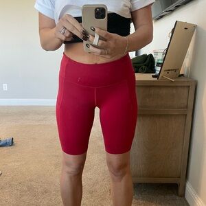 Lululemon red biker shorts